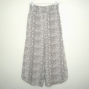 Blue Island White Snake Print Side Slit Wide Leg Palazzo Pants Beachy